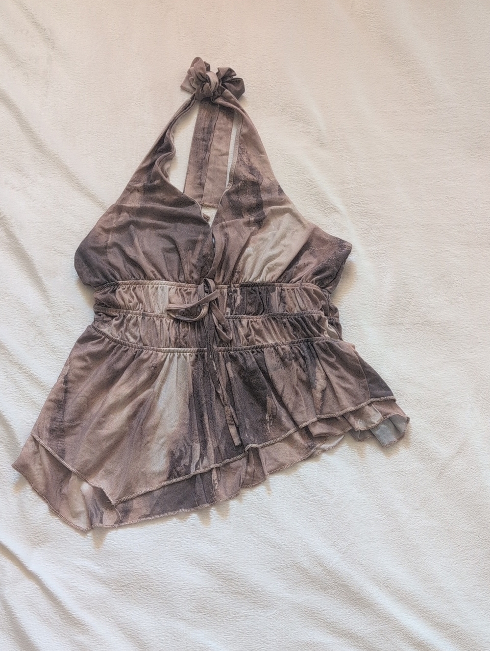 Women’s Halter Ruffle Peplum Top in Taupe